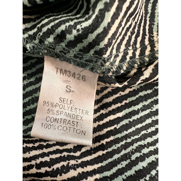 THML Top‎ Womens Small Green Beige Striped Eyelet Neckline Keyhole Sleeveless - Picture 5 of 9